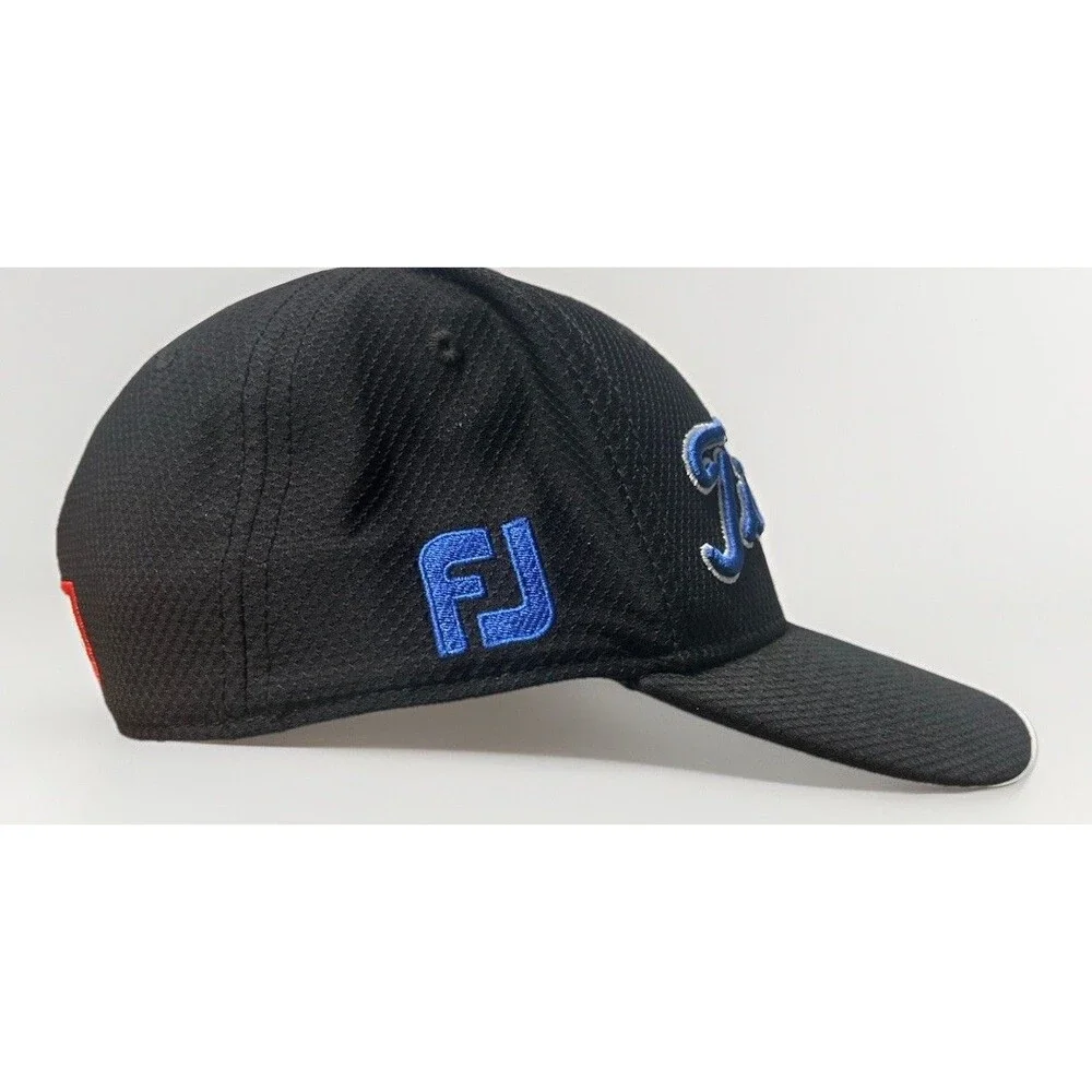 Titleist Golf Hat Cap Black Blue Script Pro V1 A-Flex Fitted L/XL FootJoy